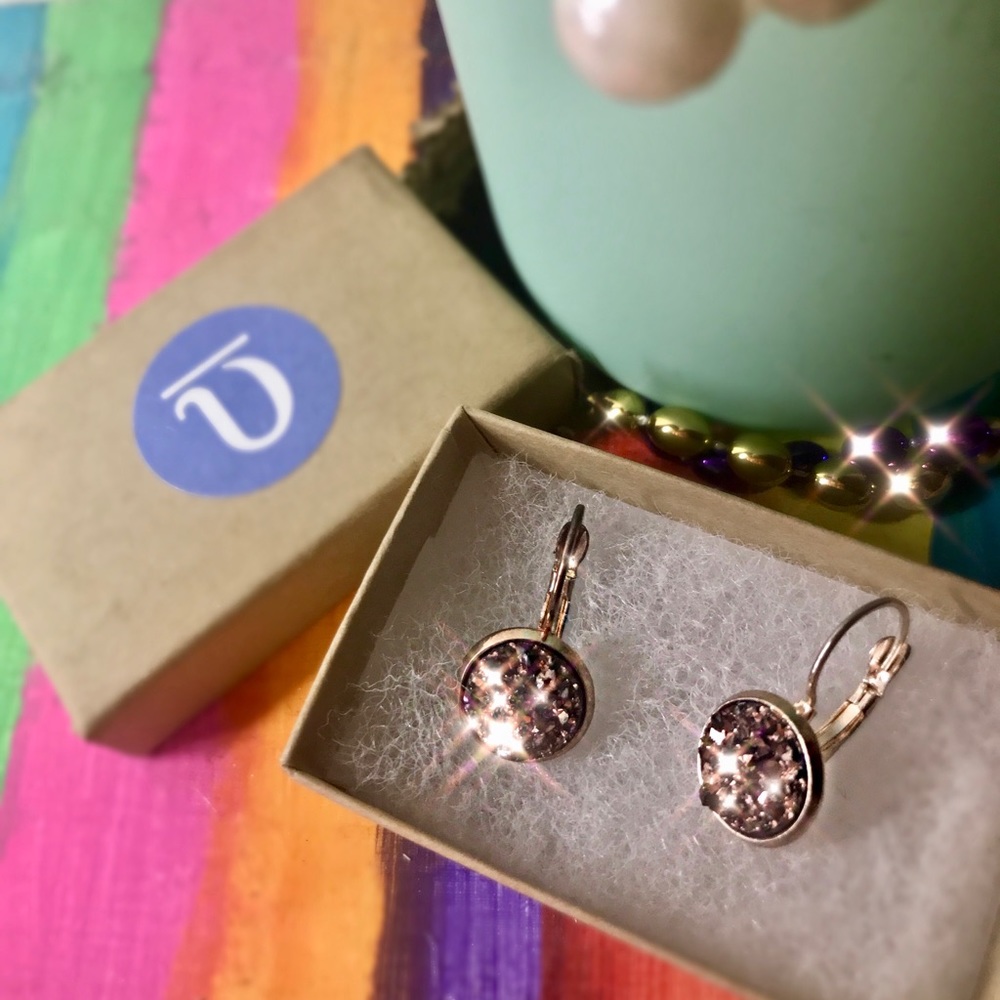 ✨🌹Rose Gold Druzy Earrings🌹✨